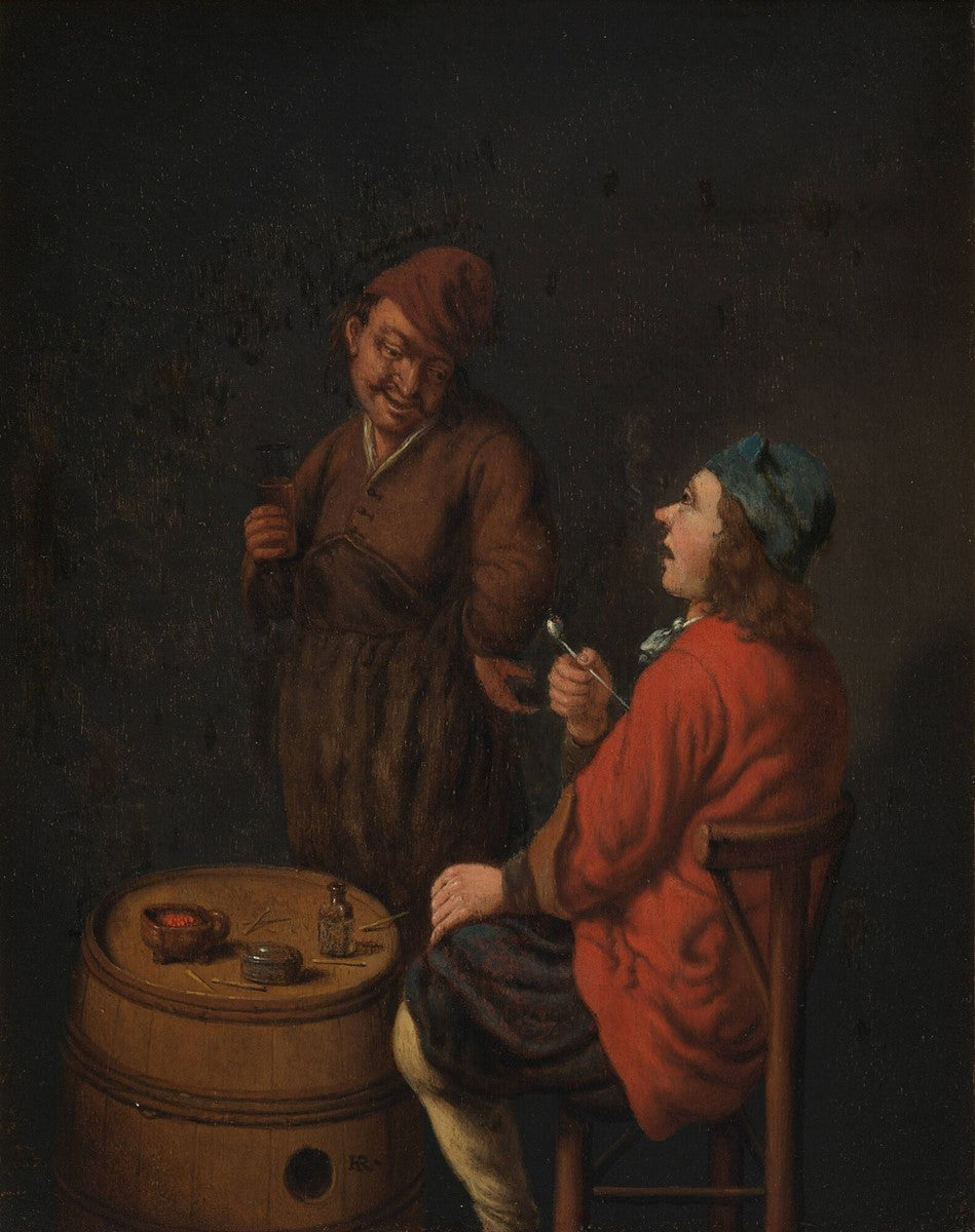 The Smoker and the Drinker, vintage artwork by Hubert van Ravesteyn, 12x8" (A4) Poster