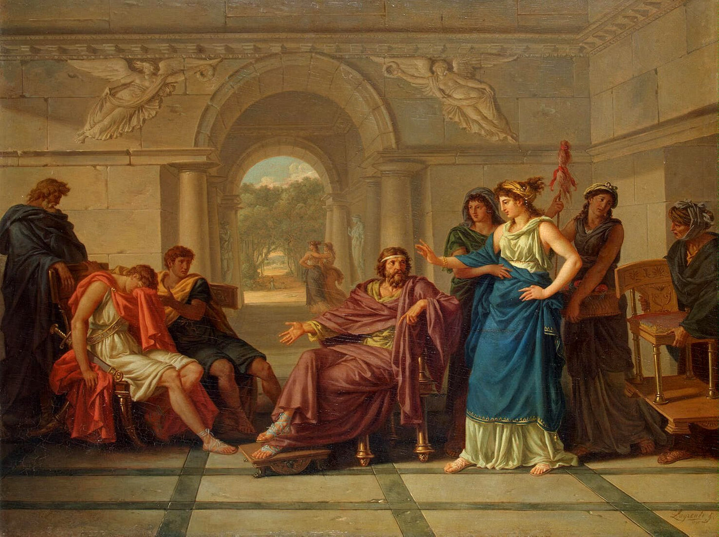 Helen Recognising Telemachus, Son of Odysseus, vintage artwork by Jean-Jacques Lagrenee, 12x8" (A4) Poster