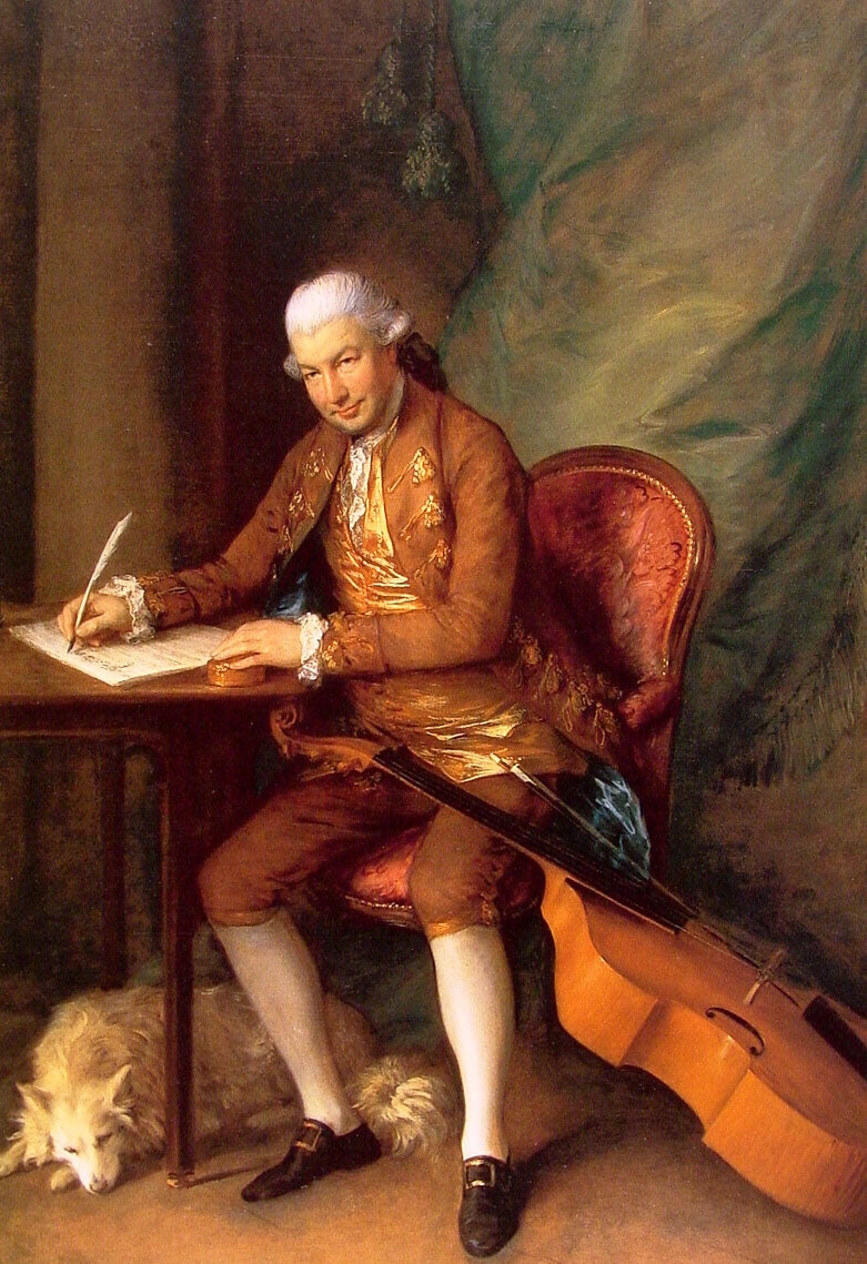 Carl Friedrich Abel, vintage artwork by Thomas Gainsborough, 12x8" (A4) Poster