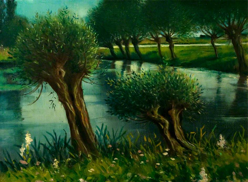 Oxford, on the Cherwell, vintage artwork by Christopher Nevinson, 12x8" (A4) Poster
