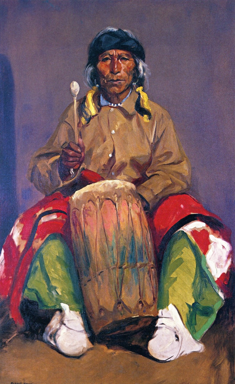 Deguito Roybal, San Ildefonso Pueblo, vintage artwork by Robert Henri, 12x8" (A4) Poster