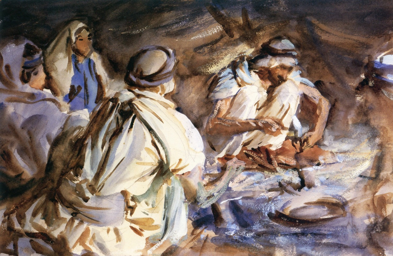 Bedouins in a Tent, vintage artwork by John Singer Sargent, 12x8" (A4) Poster