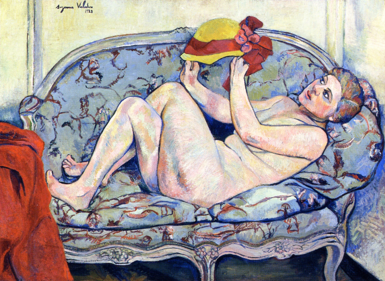 Nude Reclining on a Couch, vintage artwork by Suzanne Valadon, 12x8" (A4) Poster