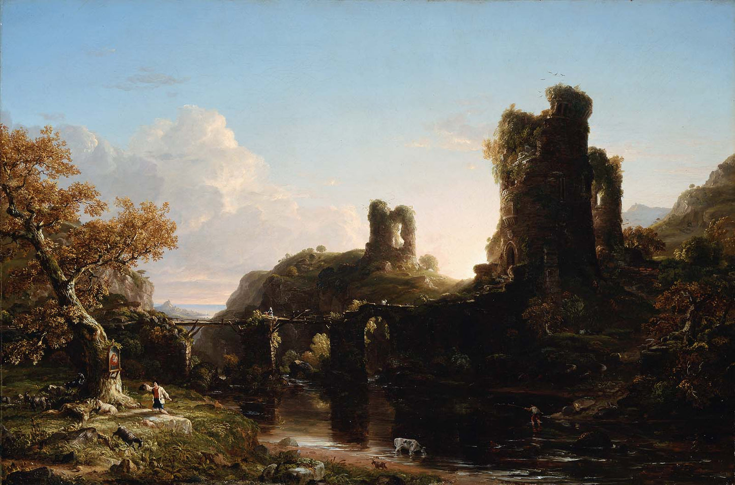 An Italian Autumn, vintage artwork by Thomas Cole, A3 (16x12") Poster Print