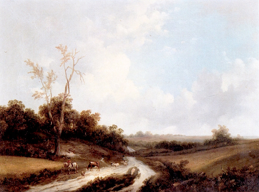 View of a Shepherd on a Path, vintage artwork by James Stark, A3 (16x12") Poster Print