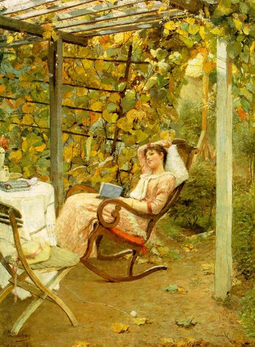 In the Pergola by Oscar Bluhm,A3(16x12")Poster