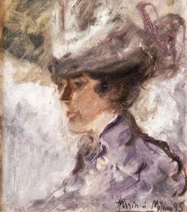 An Elegant Lady with Hat by Pompeo Mariani,A3(16x12")Poster