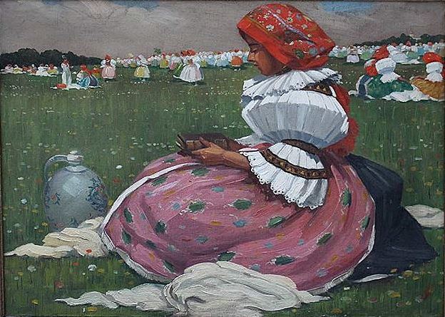 Slovakian Girl resting on a Meadow by Josza Uprka,A3(16x12")Poster