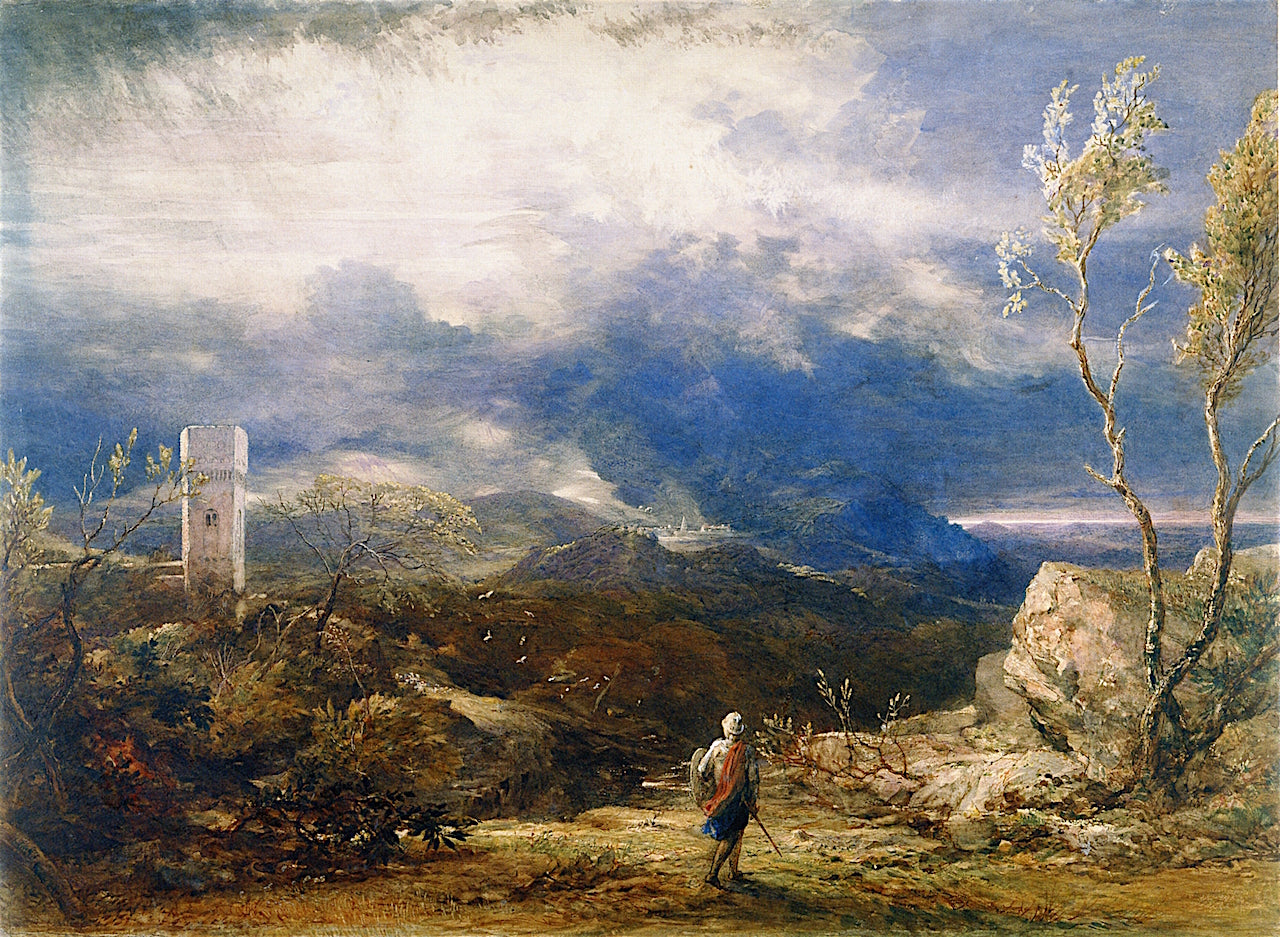 Christian Descending into the Valley of Humiliation, vintage artwork by Samuel Palmer, A3 (16x12") Poster Print