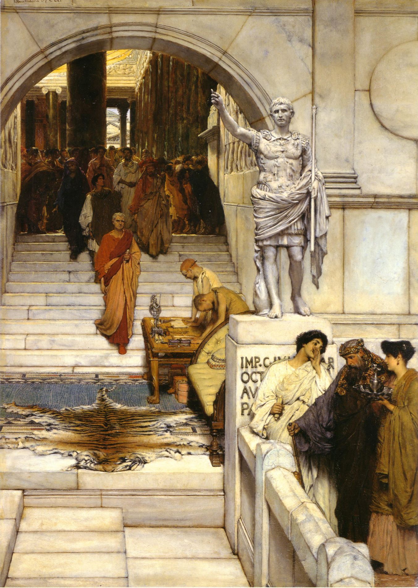 An Audience at Agrippa's, vintage artwork by Sir Lawrence Alma-Tadema, 12x8" (A4) Poster