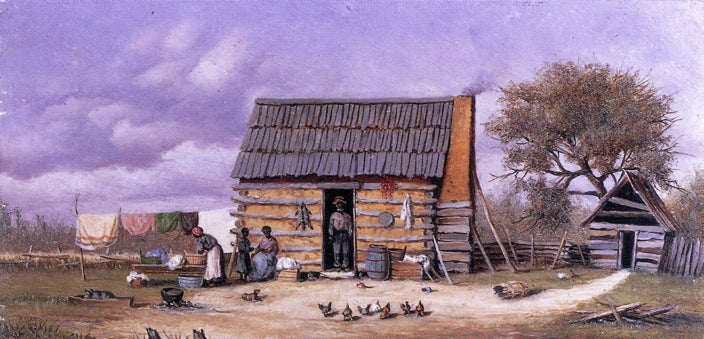 Log Cabin with Stretched Hide on Wall, vintage artwork by William Aiken Walker, 12x8" (A4) Poster