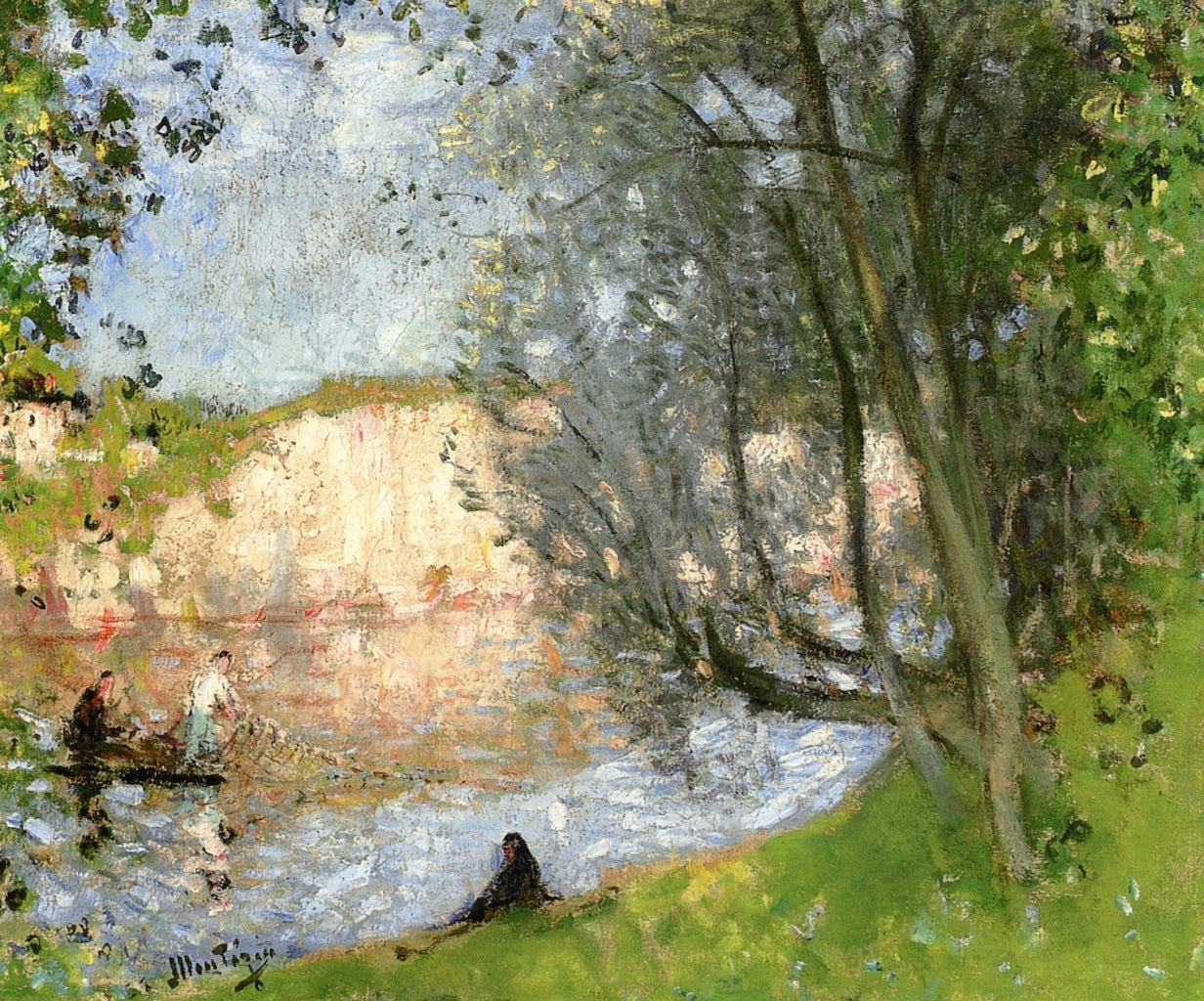 men with Little Girl on the Loing by Pierre-Eugène Montézin,16x12(A3) Poster