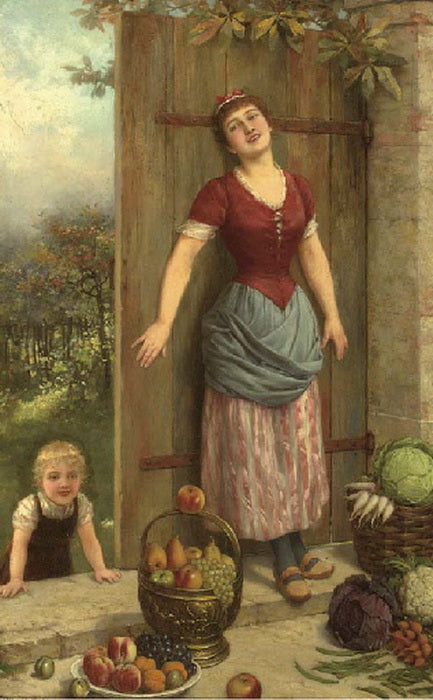 Hide And Seek, vintage artwork by Emile Eisman-Semenowsky, 12x8" (A4) Poster