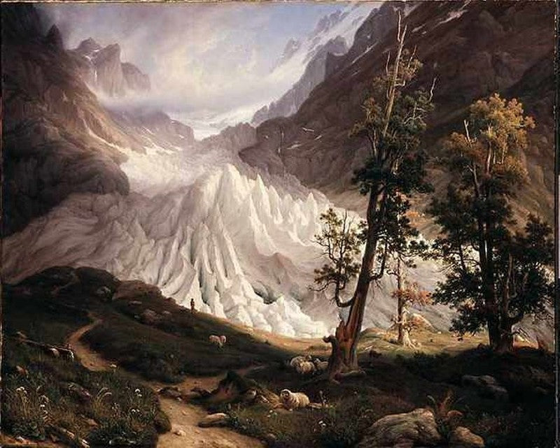Grindwald glacier, vintage artwork by Thomas Fearnley, A3 (16x12") Poster Print