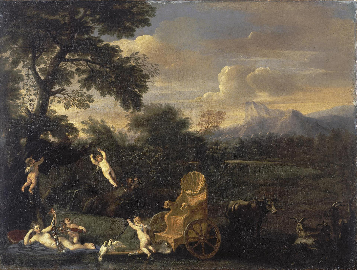 Venus at Rest, vintage artwork by Attributed to Andrea Sacchi, 12x8" (A4) Poster