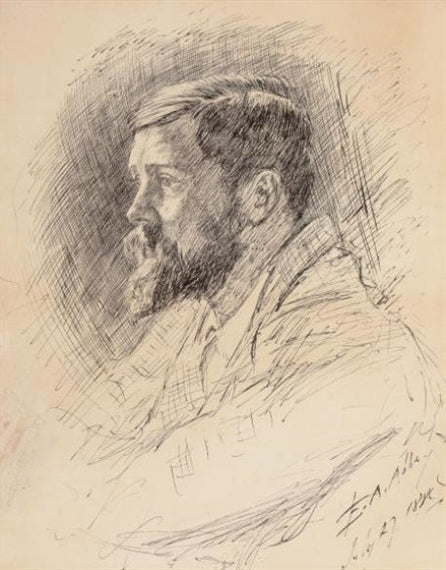 Portrait of Alfred Parsons, R.A., vintage artwork by Edwin Austin Abbey, 12x8" (A4) Poster
