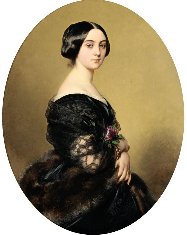 Portrait de la Baronne Henri Hottinguer, Nee Caroline Delessert, vintage artwork by Franz Xavier Winterhalter, A3 (16x12") Poster Print