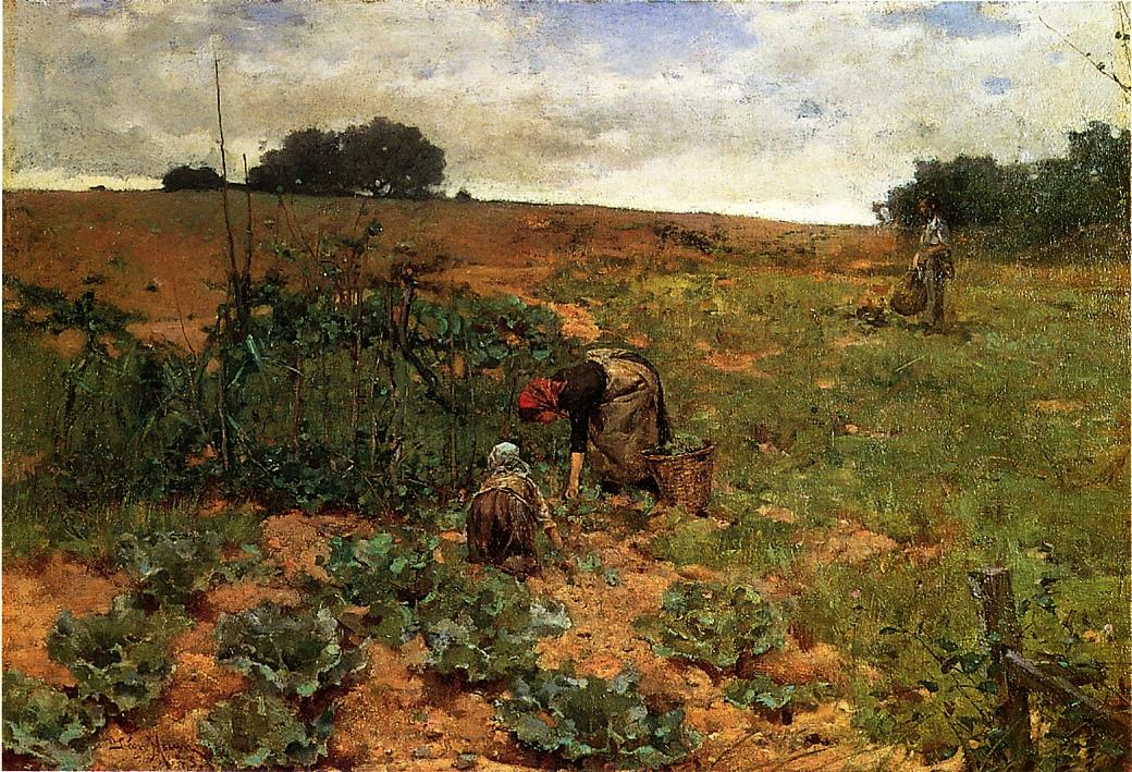 Cabbage Pickers, vintage artwork by John Leon Moran, 12x8" (A4) Poster