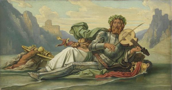 Father Rhine Playing the Fiddle Volkers, vintage artwork by Moritz von Schwind, A3 (16x12") Poster Print