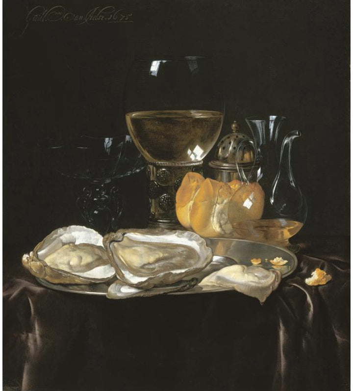 Still Life with a Roemer, A Carafe of Vinegar, a Glass Tazza, etc., vintage artwork by Willem van Aelst, 12x8" (A4) Poster