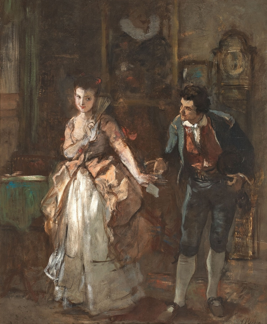 Gallant Scene, vintage artwork by Carl Ludwig Friedrich Becker, A3 (16x12") Poster Print