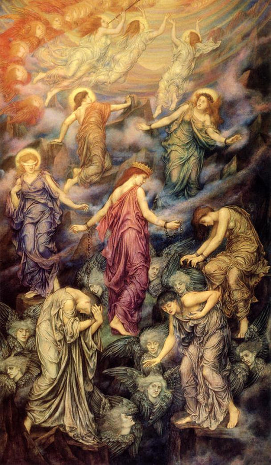 The Kingdom of Heaven Suffereth Violence, vintage artwork by Evelyn de Morgan, 12x8" (A4) Poster