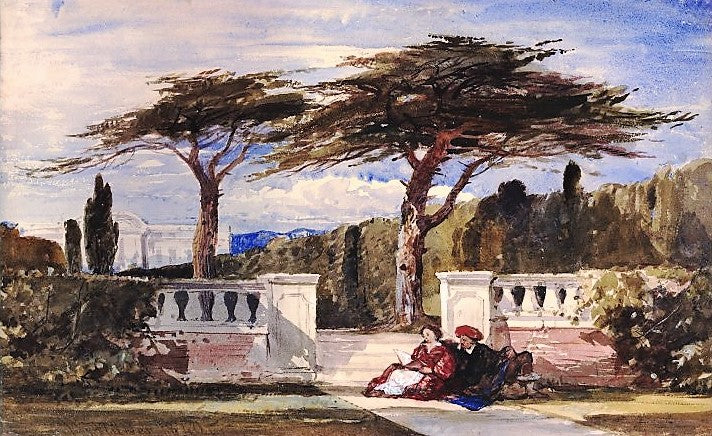Apothecaries' garden (i.e. Chelsea Physic Garden) and lecture hall, Chelsea, vintage artwork by William James Müller, A3 (16x12") Poster Print