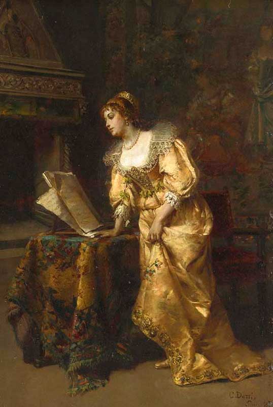 An Elegant Lady Reading Music, vintage artwork by Cesare Augusto Detti, 12x8" (A4) Poster