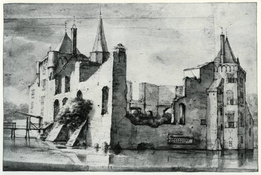 Kasteel Zuidwijk in Wassenaar, vintage artwork by Roelant Roghman, 12x8" (A4) Poster