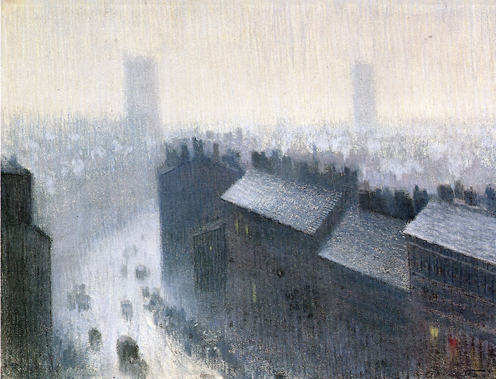 Rooftops, Manchester, vintage artwork by Pierre Adolphe Valette, 12x8" (A4) Poster