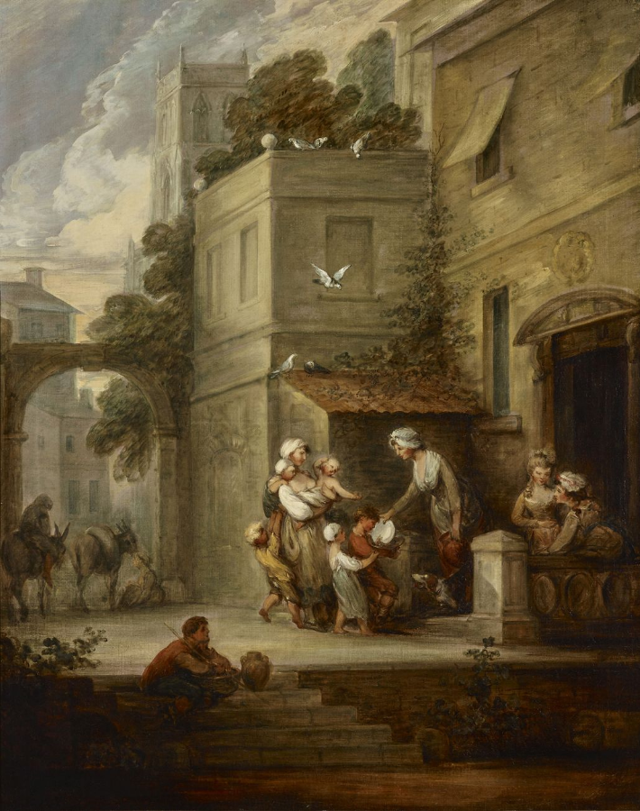 Charity Relieving Distress, vintage artwork by Gainsborough Dupont, 12x8" (A4) Poster