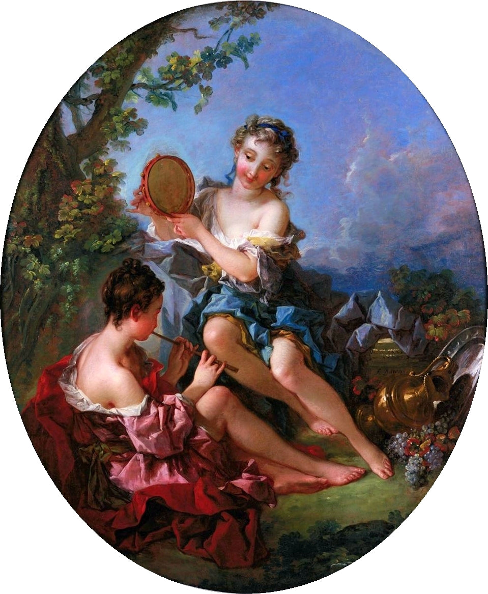 Bacchants, vintage artwork by François Boucher, 12x8" (A4) Poster