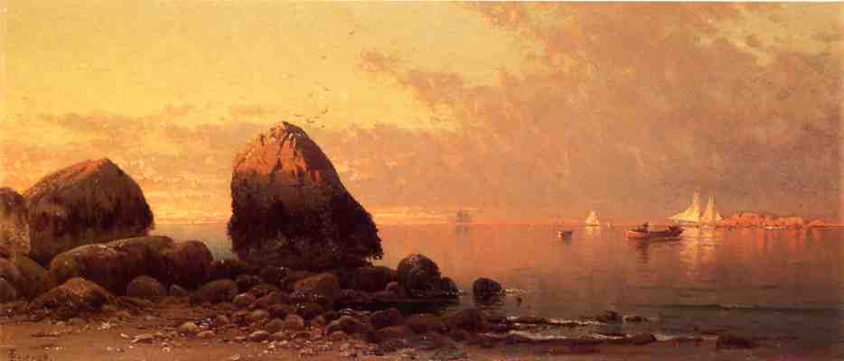 Evening at Scituate - Low Tide, vintage artwork by Alfred Thompson Bricher, 12x8" (A4) Poster