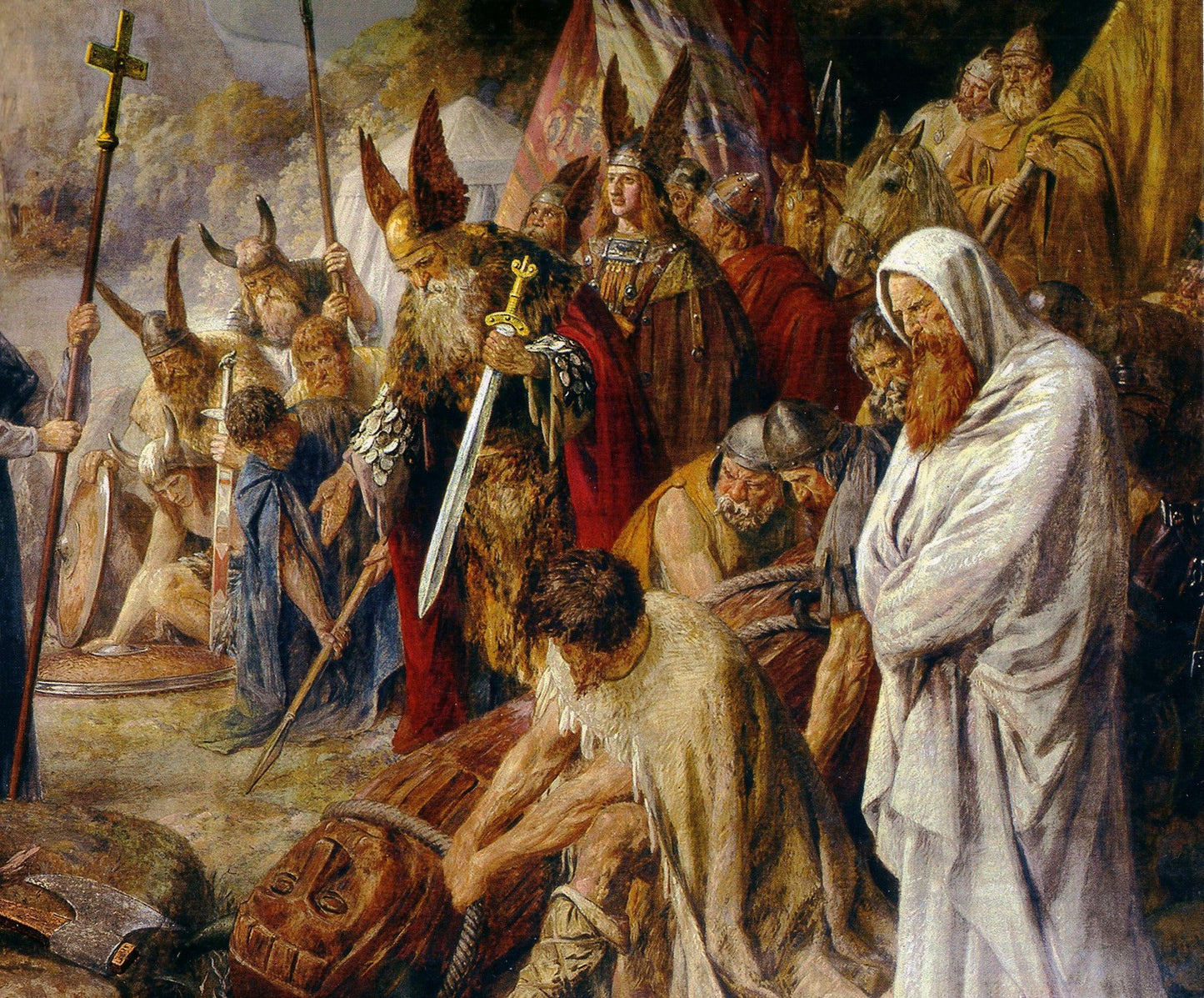 Charlemagne destroy the Irminsul (Detail), vintage artwork by Hermann Wislicenus, 12x8" (A4) Poster