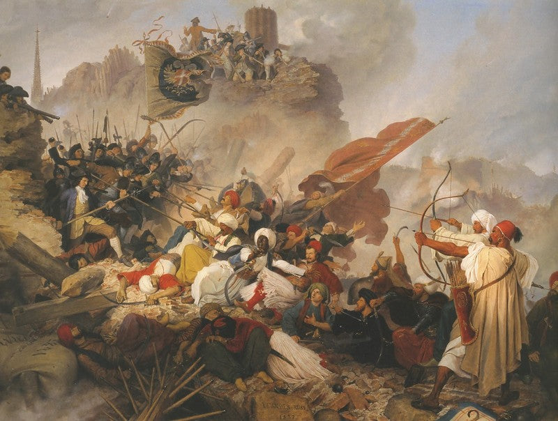 The Turkish storming of the Löwelbastei, vintage artwork by Leander Russ, A3 (16x12") Poster Print