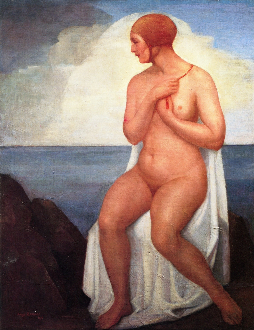 Bather on the White Rock by Angel Zarraga,16x12(A3) Poster