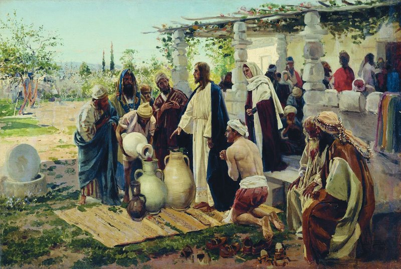 Miracle in Cana, vintage artwork by Vladimir Yegorovich Makovsky, 12x8" (A4) Poster