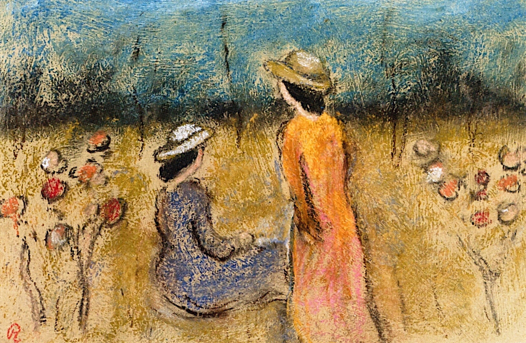Landscape with Two Female Figures by Jozsef Rippl-Ronai,A3(16x12")Poster