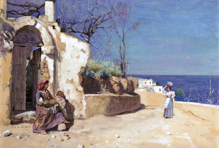 A February Day, Capri, vintage artwork by Frederick William Jackson, 12x8" (A4) Poster