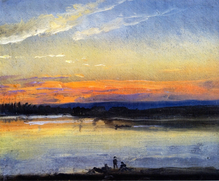 View over the Elbe and the 'Der Bär' Bastion, vintage artwork by Johan Christian Claussen Dahl, A3 (16x12") Poster Print