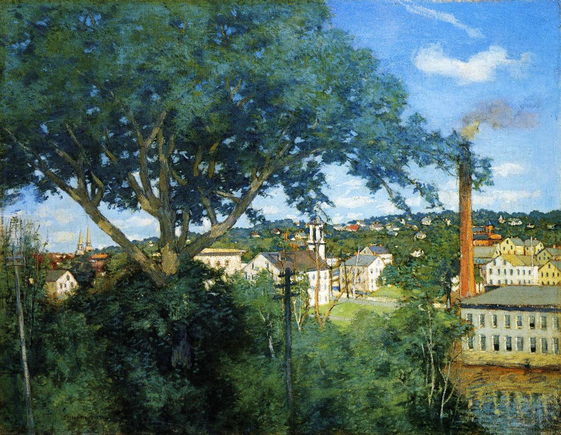 The Factory Village by Julian Alden Weir,A3(16x12")Poster