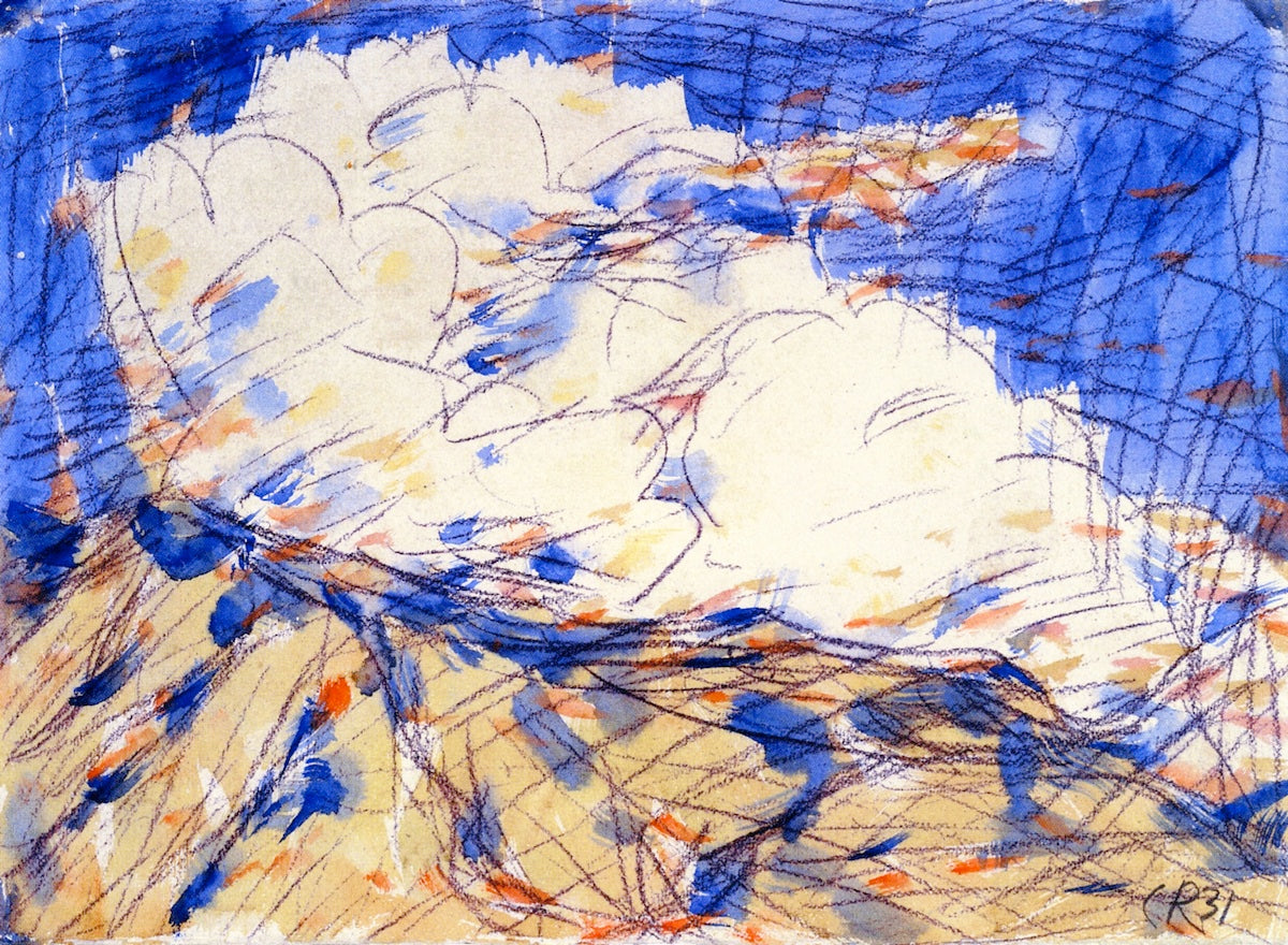 Clouds on a Mountain Top, vintage artwork by Christian Rohlfs, 12x8" (A4) Poster