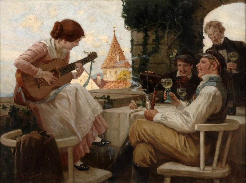 udents with girl playing the guitar by Hans Gabriel Jentzsch,A3(16x12")Poster