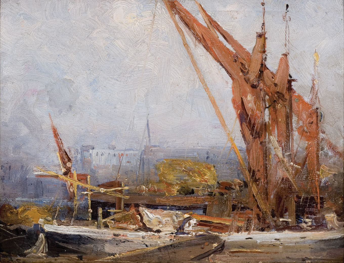 The Hay Barges, vintage artwork by Sir Arthur Streeton, 12x8" (A4) Poster