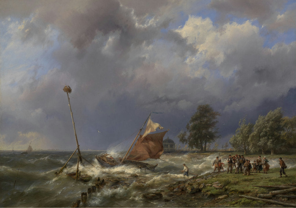 A Breezy Day off the Dutch Coast, vintage artwork by Hermanus Koekkoek The Elder, A3 (16x12") Poster Print