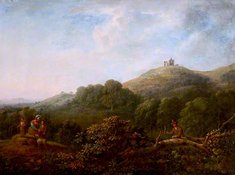 Landscape with St Martha's Chapel, vintage artwork by Anthony Devis, 12x8" (A4) Poster