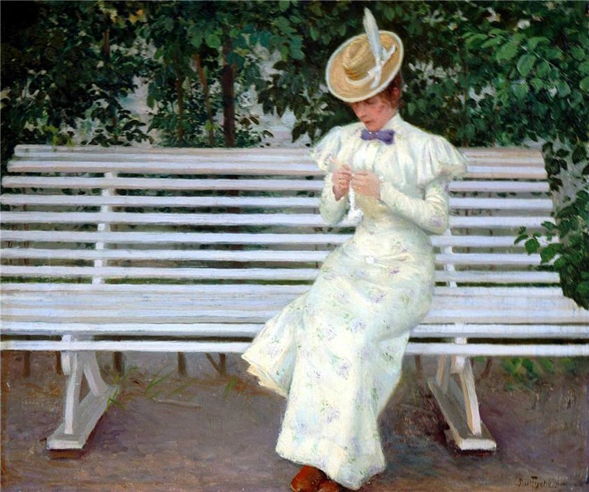 Lady on a Bench by Paul-Gustave Fischer,A3(16x12")Poster