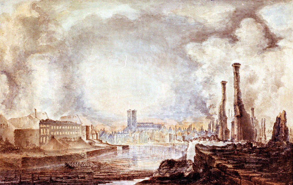 Central Turku in 1827 after the Great Fire, vintage artwork by Gustaf Wilhelm Finnberg, 12x8" (A4) Poster