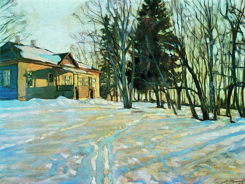 Evening in March, vintage artwork by Stanislav Zhukovsky, 12x8" (A4) Poster