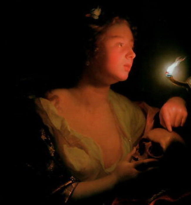 Mary Magdalene Grieving, vintage artwork by Godfried Schalcken, 12x8" (A4) Poster